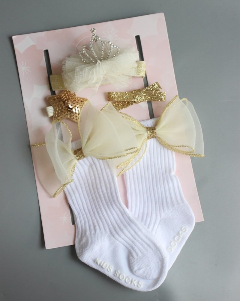 Set quà buộc tóc, kẹp tóc, tất in chữ Kids Socks Hàn Quốc Chicbaby — ảnh 9