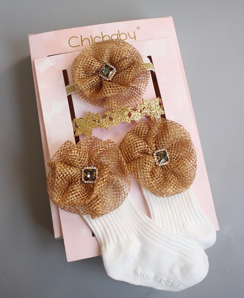 Set quà buộc tóc, kẹp tóc, tất in chữ Kids Socks Hàn Quốc Chicbaby — ảnh 10