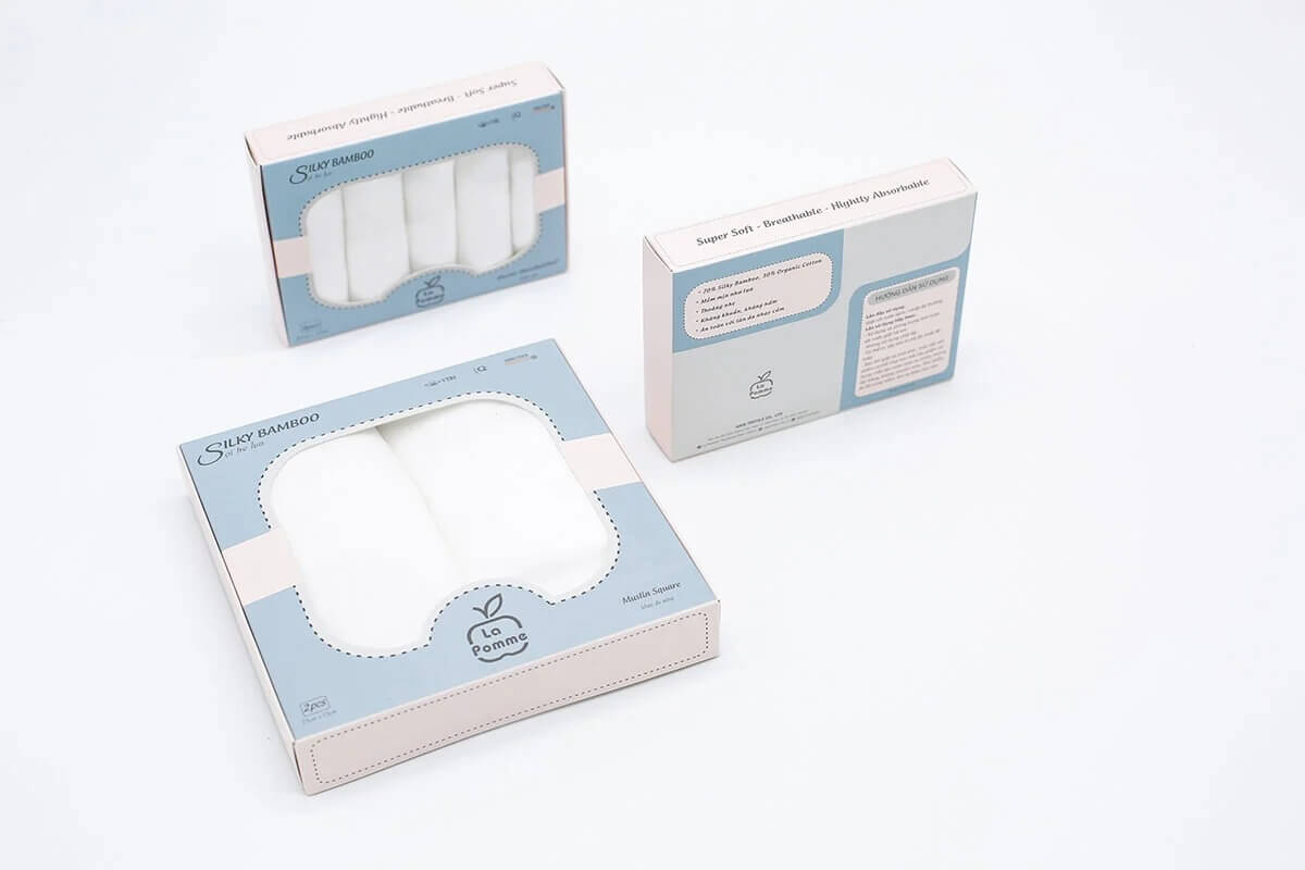 K002 Set 2 Khăn tắm sợi tre lụa La Pomme (75x75) - Trắng