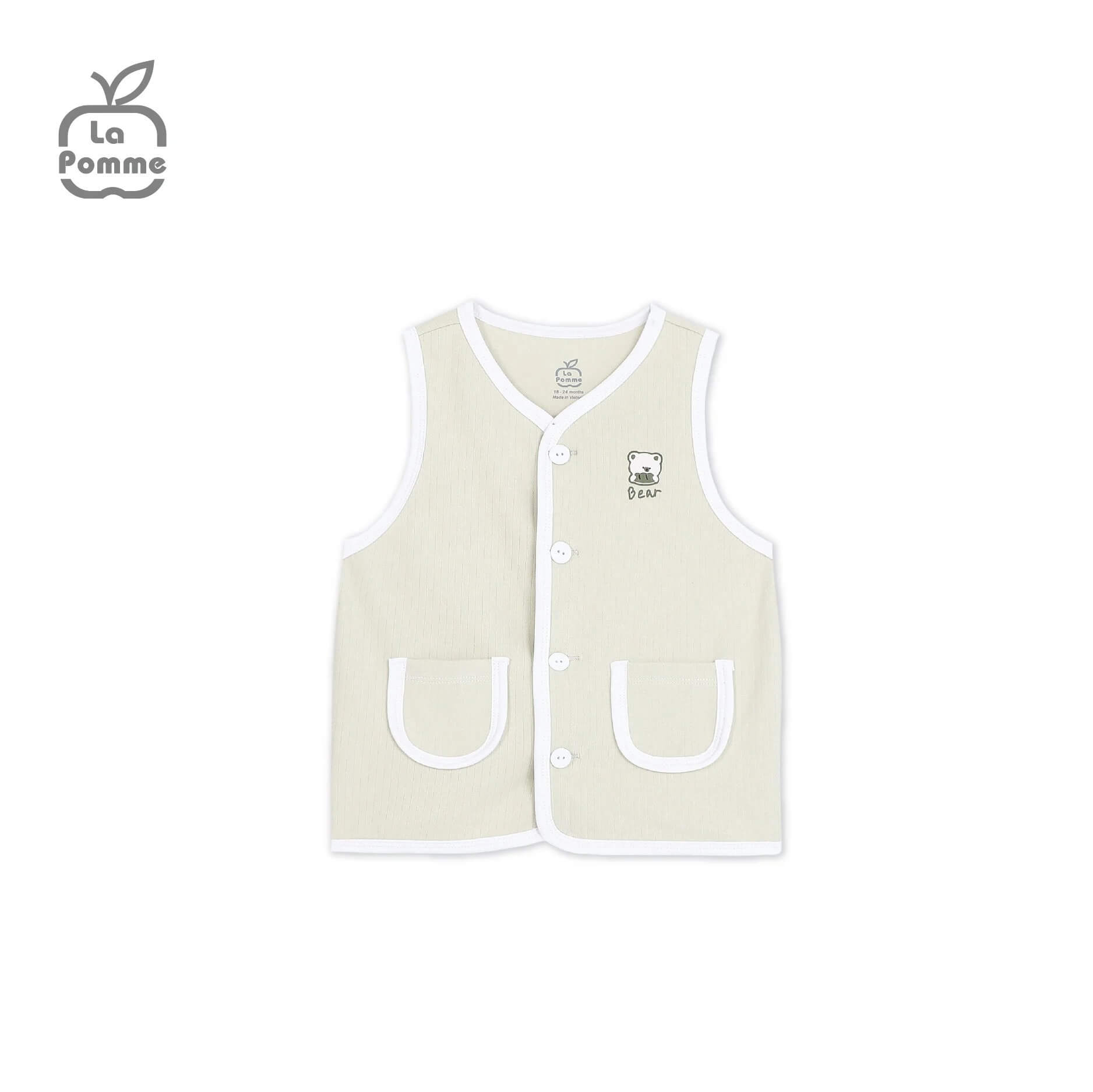 Áo Gile La Pomme viền màu túi đôi Xanh (3M, 6M, 9M)