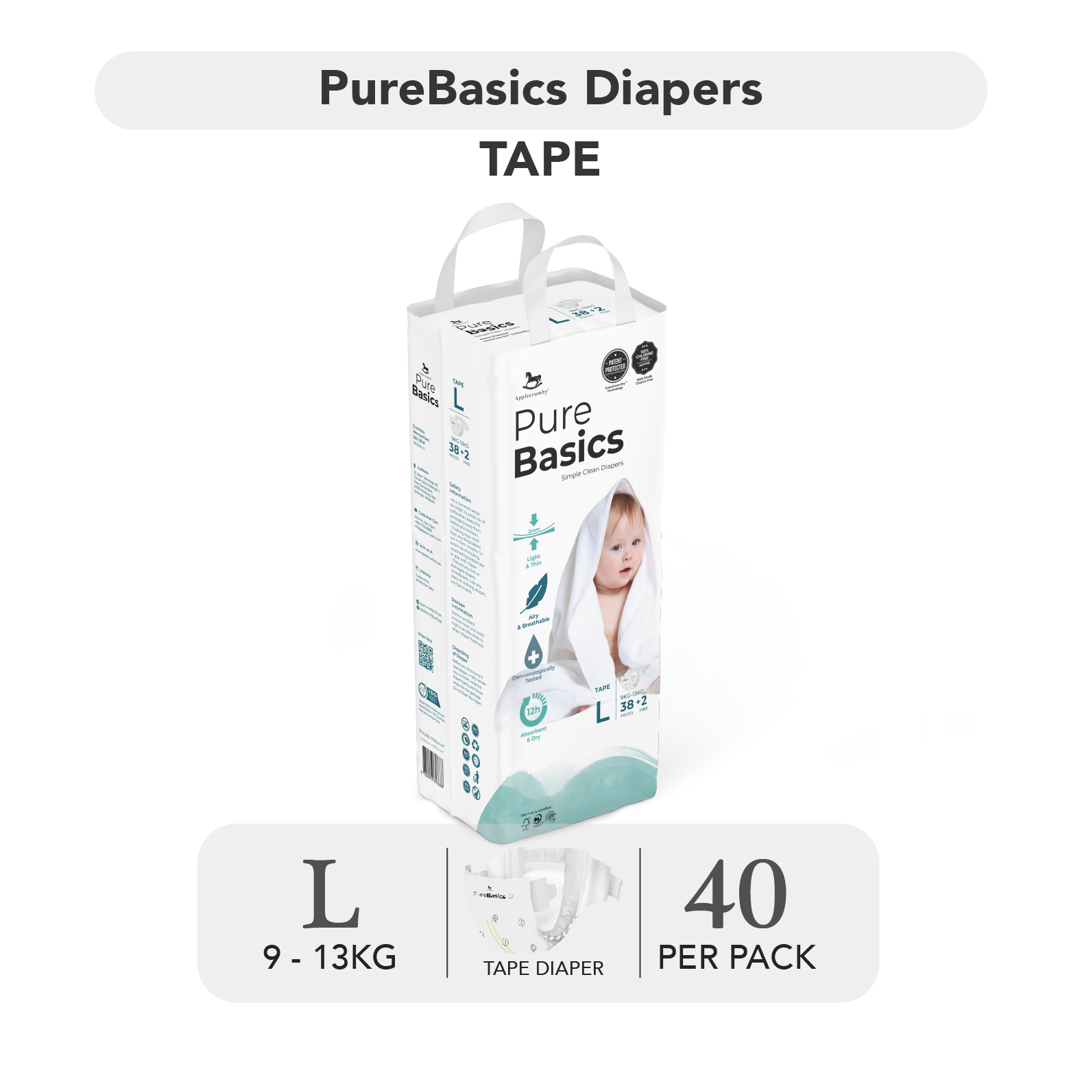 Bỉm ngày đêm Applecrumby PureBasics — ảnh 4