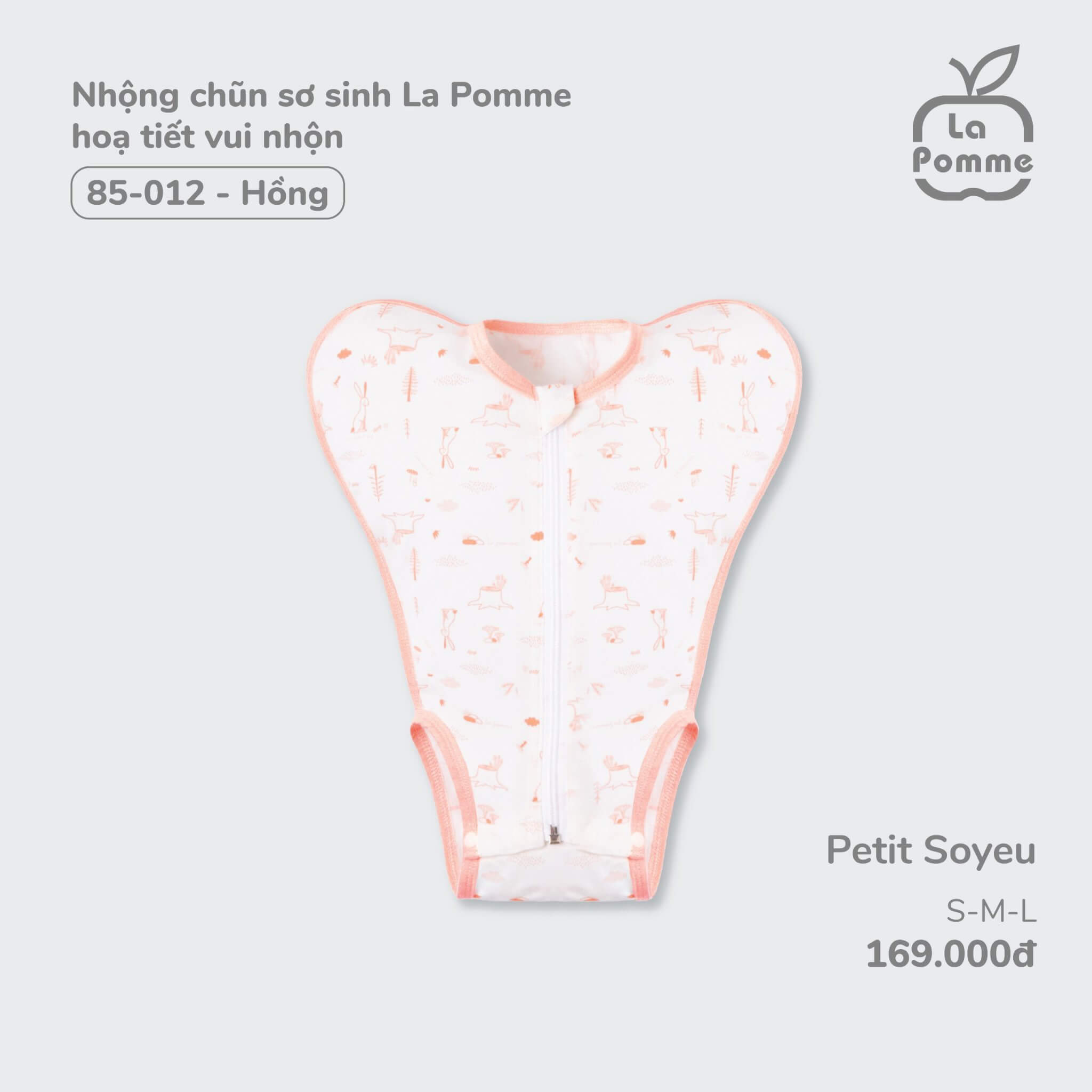 Nhộng chũn chip ngủ sơ sinh La Pomme hoạ tiết - S,M Hồng
