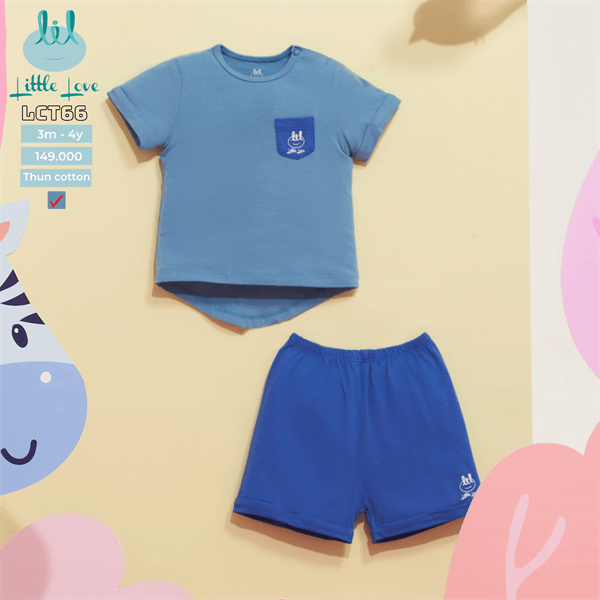 Little Love - 2023 bộ cộc túi ngực xanh