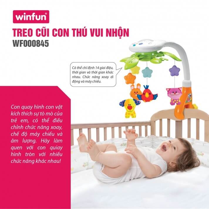 Treo cũi âm nhạc 4 con thú vui nhộn Winfun 0845