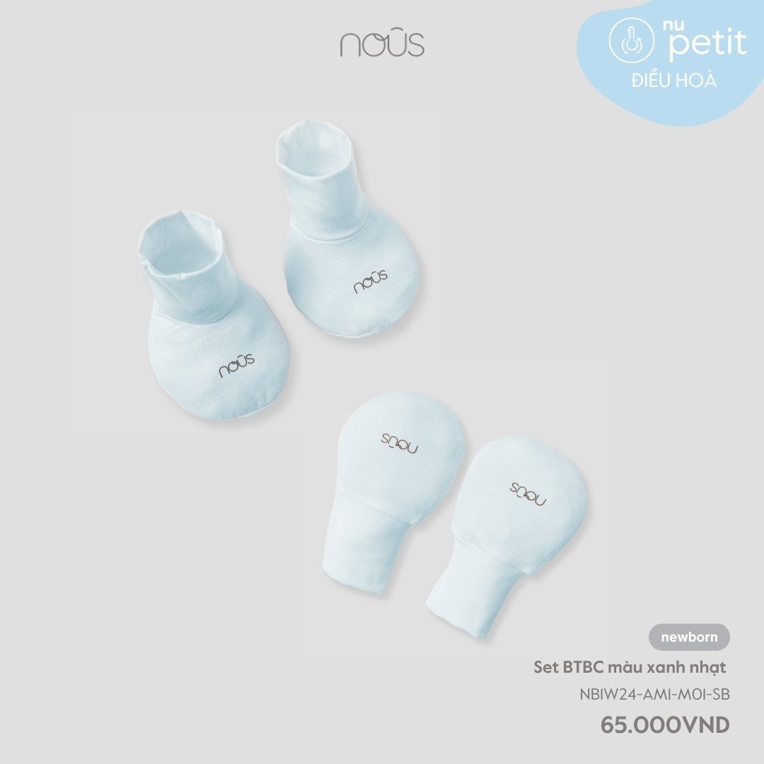 Nous - Set bao tay bao chân màu xanh nhạt