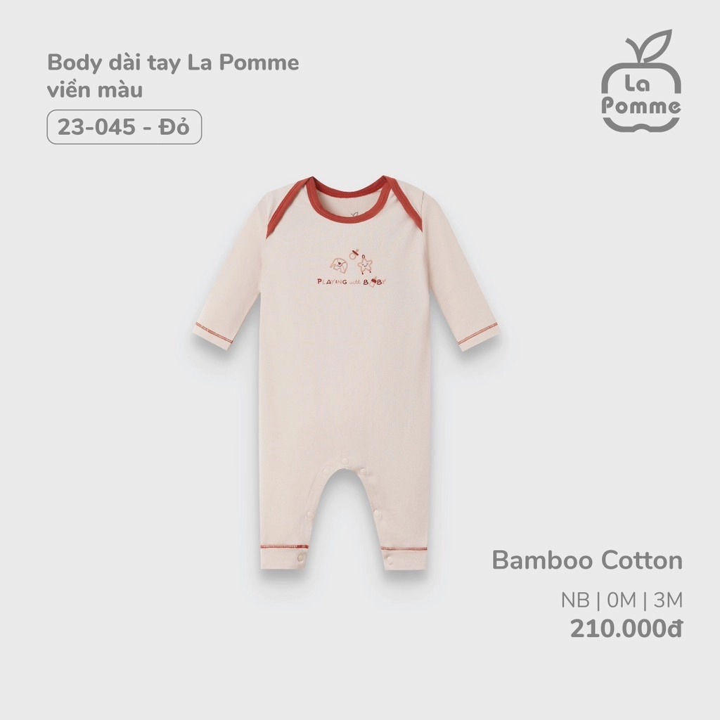Body dài tay La Pomme viền màu - 0M Đỏ