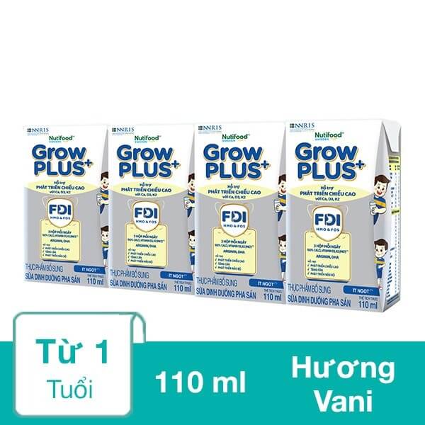 Sữa nước Nutifood GrowPLUS+ từ 1 tuổi (4x110ml)