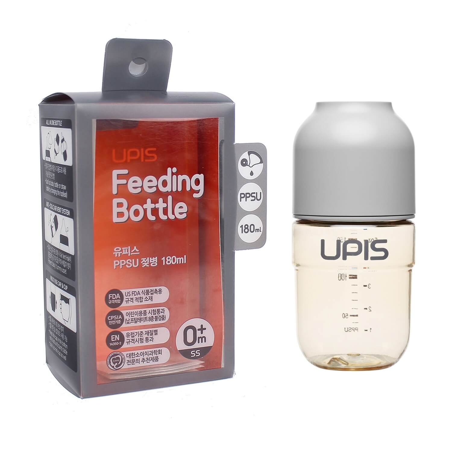 Bình sữa Upis PPSU 180ml Hàn núm ss — ảnh 2