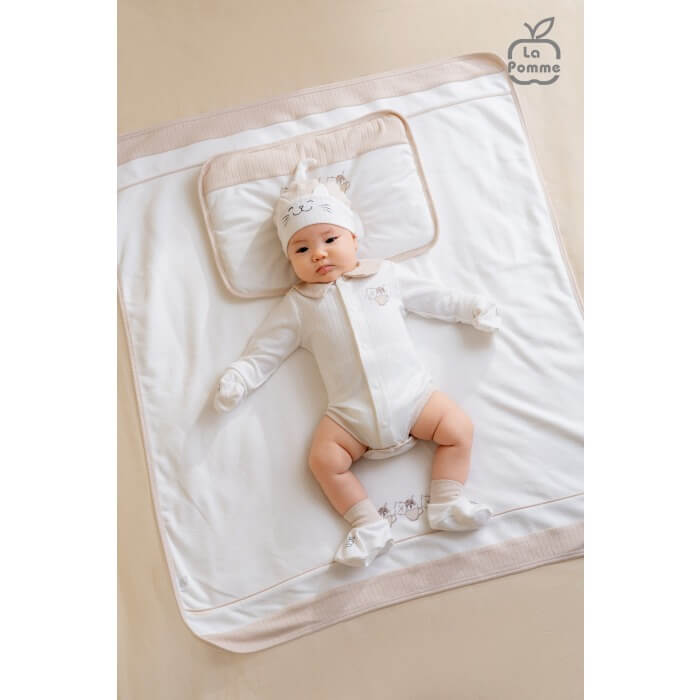 Chăn đa năng La Pomme Mèo Con ngộ nghĩnh - Trắng be — ảnh 2