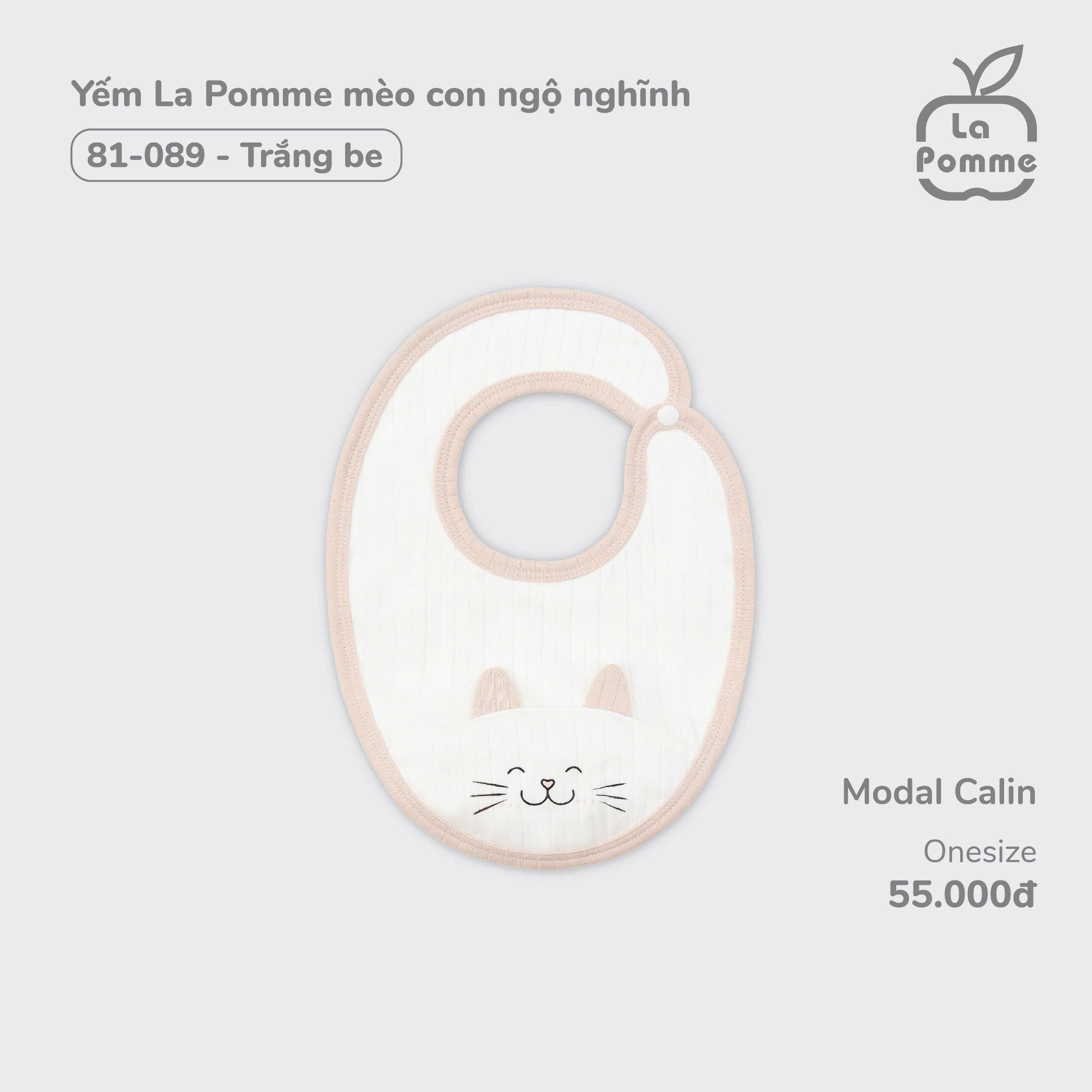 Yếm La Pomme mèo con ngộ nghĩnh - Trắng be