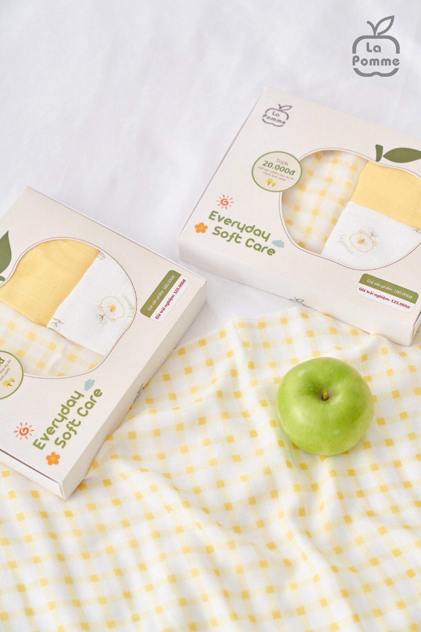 Hộp trải nghiệm 3 khăn sợi tre lụa La Pomme Everyday Soft Care - Vàng — ảnh 3