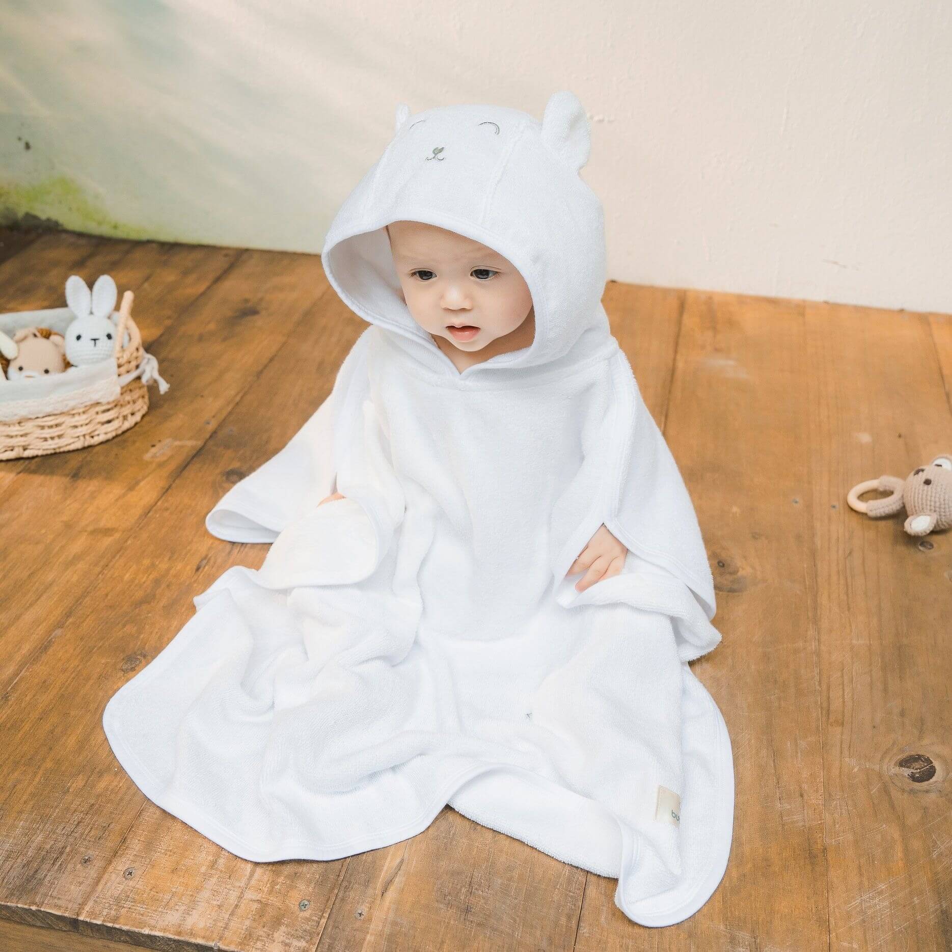 Bu Baby - ATR060400.FREA12 | Khăn choàng tắm chui đầu Terry | Free size - Trắng — ảnh 2
