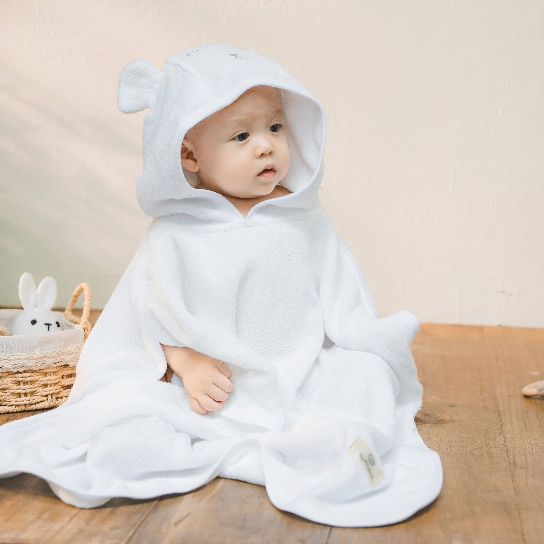 Bu Baby - ATR060400.FREA12 | Khăn choàng tắm chui đầu Terry | Free size - Trắng — ảnh 3