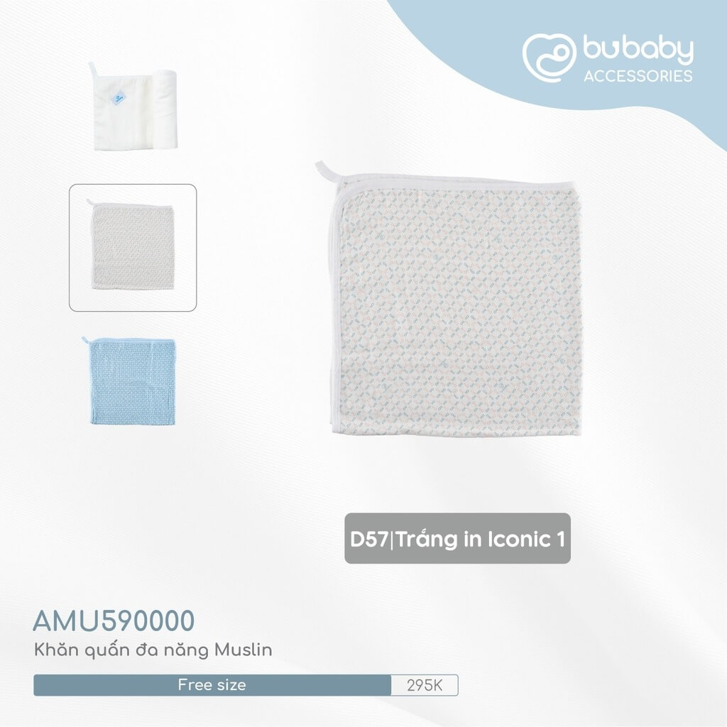 Bu Baby - AMU590000.FRED57 | Khăn quấn đa năng Muslin | Free size - Trắng in Iconic 1