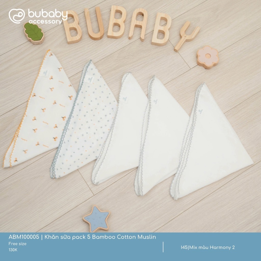 Bu Baby ABM100005.FREI45 | Khăn sữa pack 5 Bamboo Cotton Muslin | Free size - Mix màu Harmony 2
