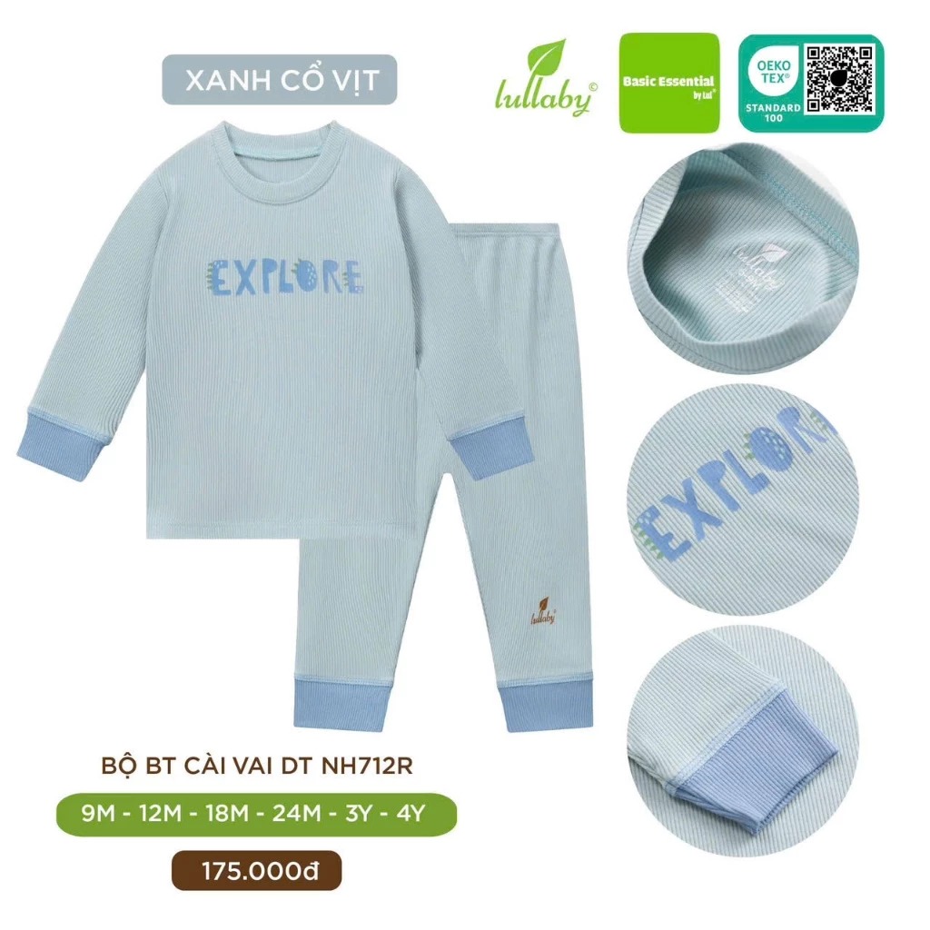 Lullaby - Bộ BT cài vai DT NH712R - Xanh cổ vịt - 9,12,18M