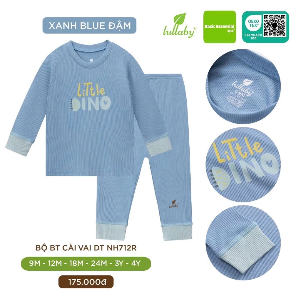 Lullaby - Bộ BT cài vai DT NH712R - Xanh blue đậm - 9,12,18M