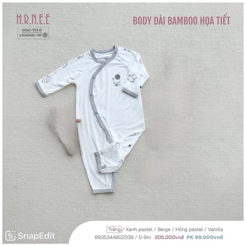Hrnee Body Dài Bamboo Họa Tiết Trắng sứ 3,6M