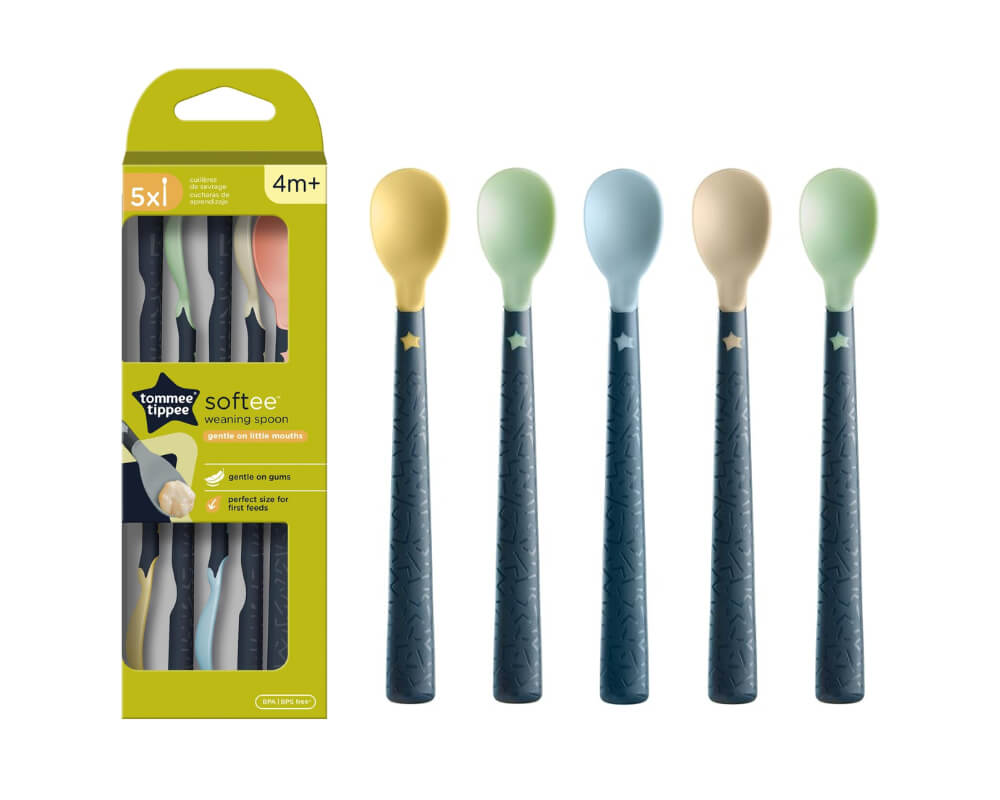 Bộ 5 thìa ăn dặm kháng khuẩn Tommee Tippee trên 4 tháng tuổi